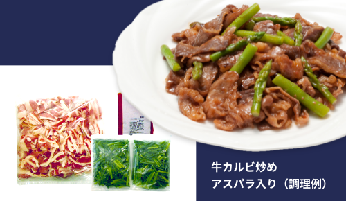 牛カルビ炒めアスパラ入り(調理例)